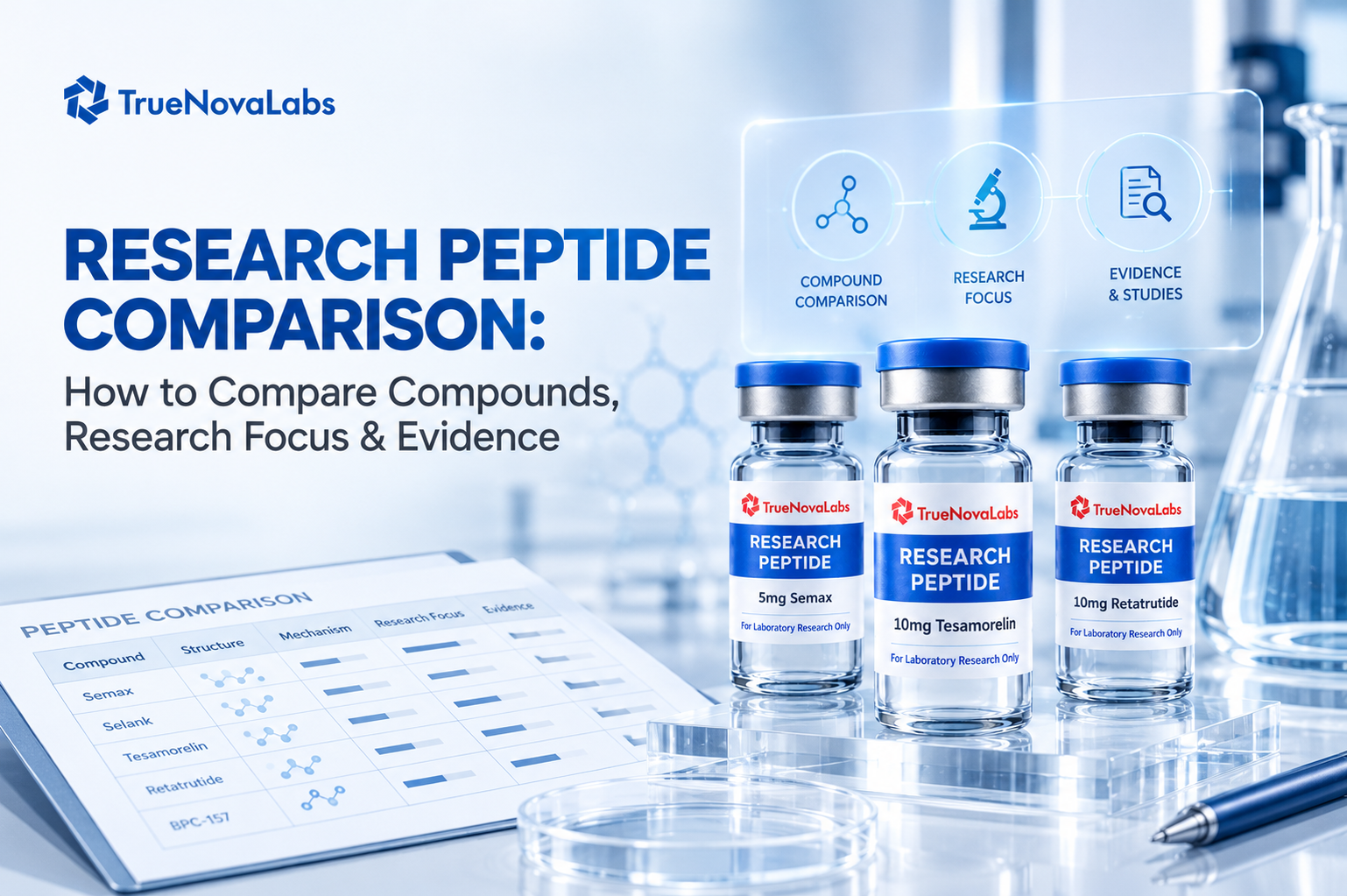 Research Peptide Comparison: How to Compare Compounds, Research Focus & Evidence